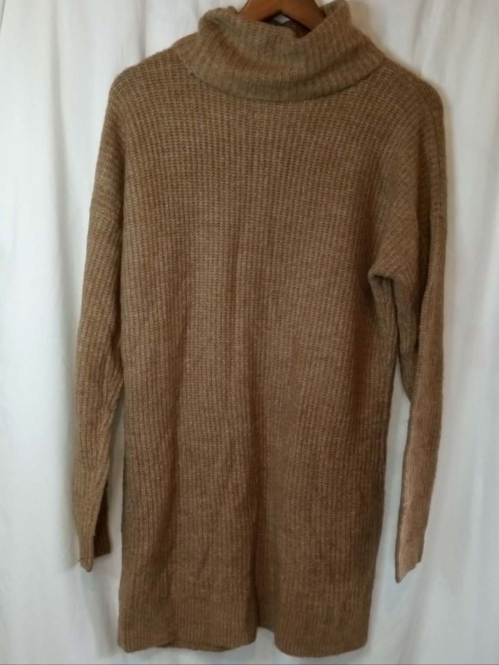 Abercrombie & Fitch Camel Turtleneck Sweater Dress Tan Scandi Neutral Preppy Hot